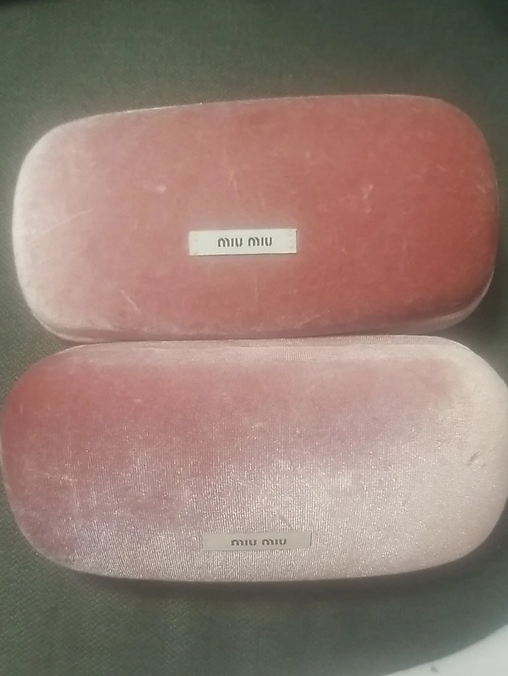 Miu Miu Velvet Eyeglass Cases in Dusty Rose Duo